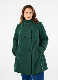 Kurzer A-linienförmiger Trenchcoat, Trekking Green Mel., Model