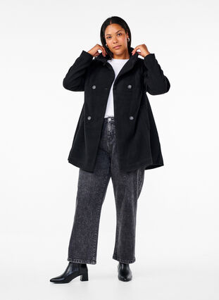 ZizziKurzer A-linienförmiger Trenchcoat, Black, Model image number 2