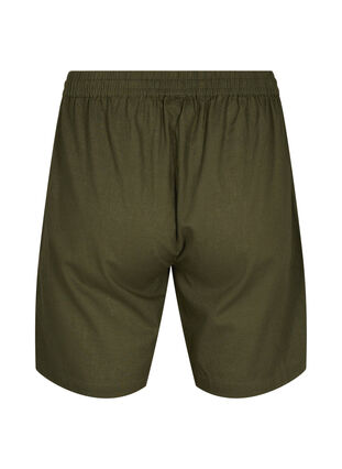 Zizzi Lockere Shorts aus einer Baumwollmischung mit Leinen, Forest Night, Packshot image number 1