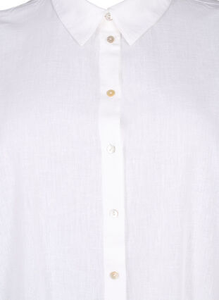 Zizzi Langes Hemd aus Baumwollmischung mit Leinen, Bright White, Packshot image number 2