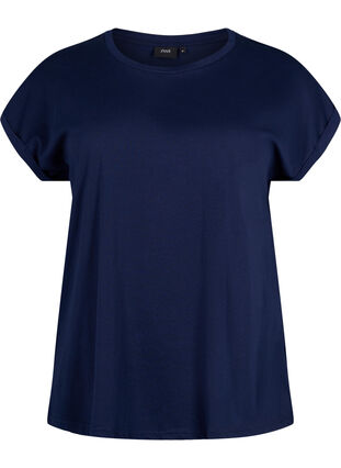 Zizzi Kurzärmeliges T-Shirt aus einer Baumwollmischung, Navy Blazer, Packshot image number 0