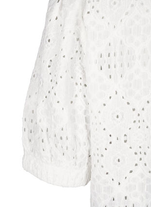 Zizzi Kurzärmelige Bluse mit Lochmuster, Bright White, Packshot image number 3