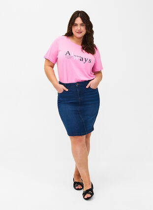 Zizzi FLASH - T-Shirt mit Motiv, Begonia Pink Always, Model image number 2