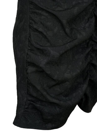 ZizziKurzärmeliges Kleid mit strukturiertem Stoff und Drapierungen, Black, Packshot image number 3