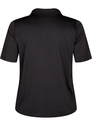 Zizzi Polo-T-Shirt mit V-Ausschnitt, Black, Packshot image number 1