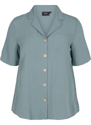 Zizzi Hemd aus Viskose mit kurzen Ärmeln, Balsam Green, Packshot image number 0