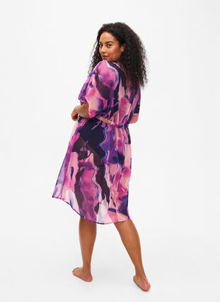 ZizziStrand-Kimono mit Druck, Purple Swirl, Model image number 1