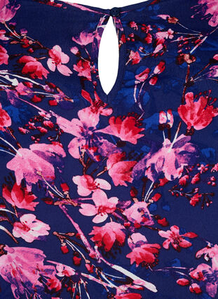 Zizzi Tunika aus Viskose mit 3/4-Ärmeln, B. Blue/Pink Flower, Packshot image number 2