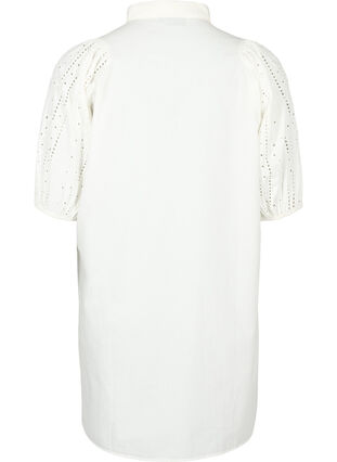 Zizzi Hemdkleid aus Baumwolle mit Lochstickerei, Off White, Packshot image number 1