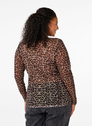 ZizziNetzbluse mit Leopardenmuster, LEO AOP, Model image number 1