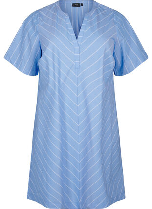 Zizzi Gestreiftes Kleid aus Bio-Baumwolle, Blue Stripe, Packshot image number 0