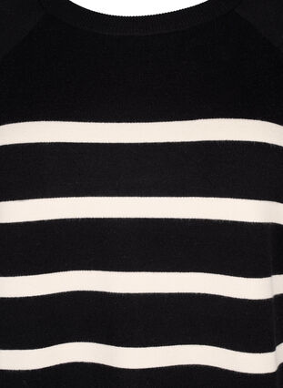 ZizziStrickkleid mit Rundhalsausschnitt und Schlitz, Black Birch Stripes, Packshot image number 2