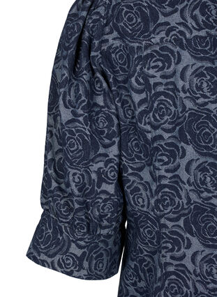 ZizziKurzes Denim-Hemdkleid mit Rosenmuster, Denim Rose AOP, Packshot image number 3