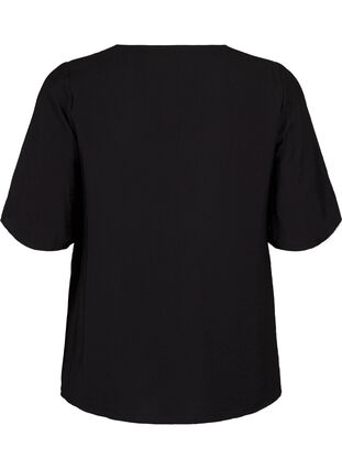 ZizziViskose-Bluse mit V-Ausschnitt und Stickdetail, Black, Packshot image number 1