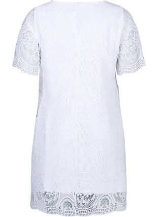 Zizzi Partykleid aus Spitze mit kurzen Ärmeln, Bright White, Packshot image number 1