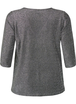 Zizzi Glitzerbluse mit 3/4 Ärmeln, Black Silver , Packshot image number 1