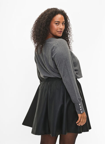 ZizziLangärmelige Bluse mit breitem Ärmelaufschlag und Knöpfen, Dark Grey Melange, Model image number 1