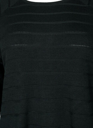 ZizziGestrickte Bluse mit ton-auf-Ton Streifen, Black, Packshot image number 2