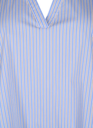 Zizzi Gestreifte Bluse mit Schößchen- und Rüschendetails, Blue Stripe, Packshot image number 2