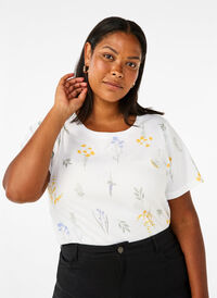 T-Shirt aus Bio-Baumwolle mit Blumendruck, Bright W. AOP, Model