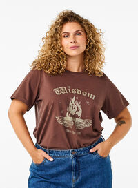 Bedrucktes T-Shirt aus Bio-Baumwolle, Brown Wash W. Wisdom, Model