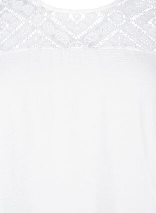 Zizzi Kurzärmelige Viskosebluse mit Spitzendetail, Bright White, Packshot image number 2