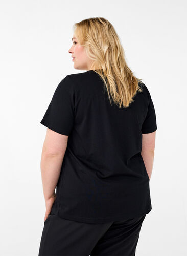 ZizziT-Shirt mit Motiv, Black w. Flower, Model image number 1