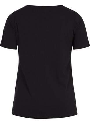 ZizziUnifarbenes Basic-T-Shirt aus Baumwolle, Black, Packshot image number 1