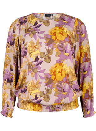 ZizziKünstlerbluse mit Blumenmuster, Purple Flower, Packshot image number 0