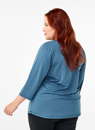 Zizzi Trainingsbluse mit 3/4 Ärmeln, Indian Teal, Model image number 1