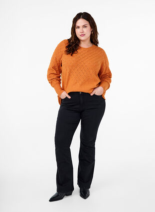 Zizzi Strickbluse mit Spitzenmuster, Marmelade Mel., Model image number 3