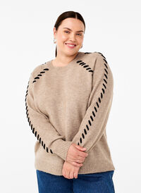 Strickbluse mit Ziernähten, Desert T.Wh.Mel.Comb, Model