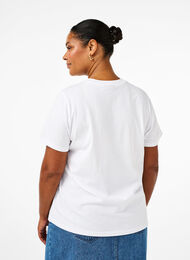 Basic-T-Shirt aus Baumwolle mit Rundhalsausschnitt, Bright White, Model