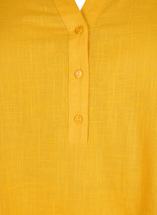 ZizziHemdbluse aus Baumwolle mit V-Ausschnitt, Golden Yellow, Packshot image number 2