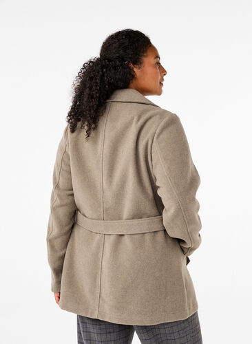 ZizziKurze Wolljacke mit Gürtel, Desert Taupe Mel., Model image number 1