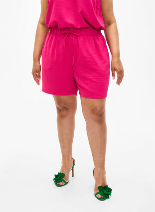 Zizzi Kurze Hose mit Taschen und elastischem Bund, Pink Peacock, Model image number 2