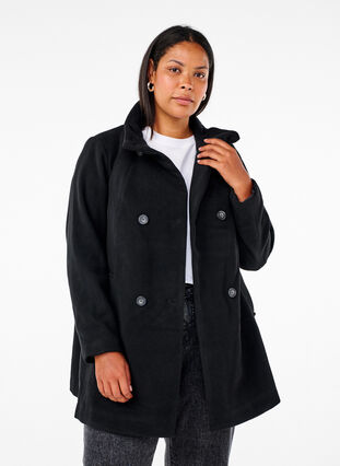 ZizziKurzer A-linienförmiger Trenchcoat, Black, Model image number 0