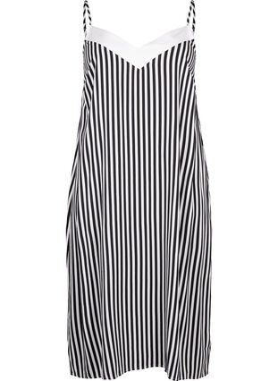 Zizzi FLASH – Gestreiftes Trägerkleid aus Viskose, Black White Stripe, Packshot image number 0