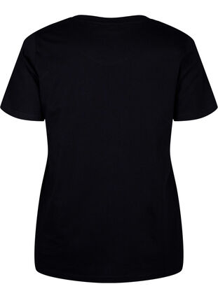 Zizzi T-Shirt aus Baumwolle mit Schleife, Black W. White, Packshot image number 1