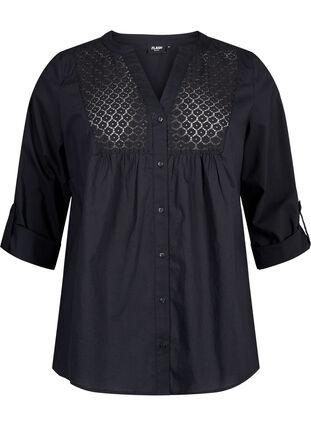 Zizzi FLASH - Shirt mit Häkeldetail, Black, Packshot image number 0