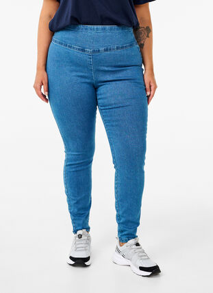 ZizziDehnbare Jeggings mit hoher Taille, Light Blue, Model image number 2