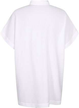 Langes Hemd aus Viskose mit kurzen Ärmeln, Bright White, Packshot image number 1