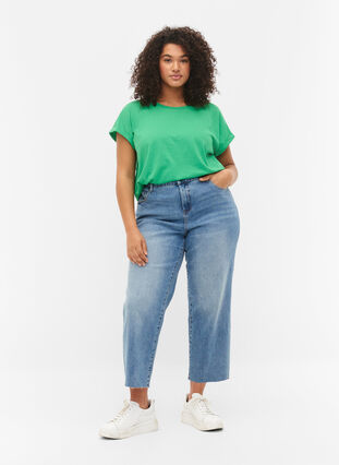 Zizzi Kurzärmeliges T-Shirt aus einer Baumwollmischung, Kelly Green, Model image number 2