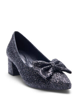 ZizziExtra-Weite - Glitzer-Pumps mit Schleife, Black, Packshot image number 1