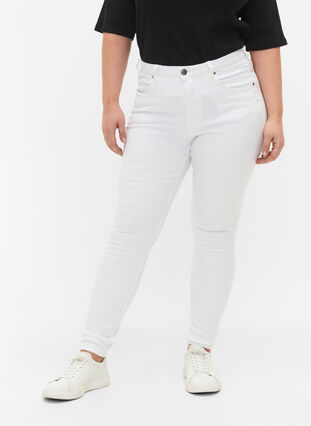 ZizziSuper Slim Amy Jeans mit hoher Taille, White, Model image number 2