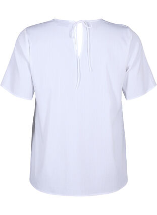 Zizzi Kurzärmelige Bluse aus Viskose mit Schleifen, Bright White, Packshot image number 1