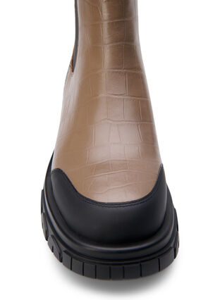 ZizziExtra-Weite – Croco Chelsea-Stiefel aus Leder, Pine Bark, Packshot image number 2