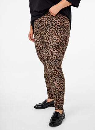 ZizziViskose Leggings mit Leopardendruck, DARK LEO AOP, Model image number 0