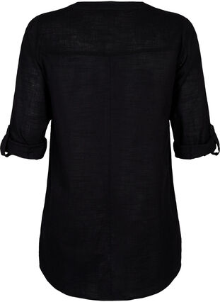 Zizzi Tunika aus Baumwolle mit 3/4-Ärmeln, Black, Packshot image number 1