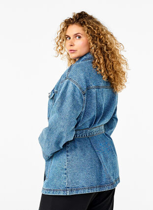 ZizziDenim-Jacke mit Bindegürtel, Blue Denim, Model image number 1